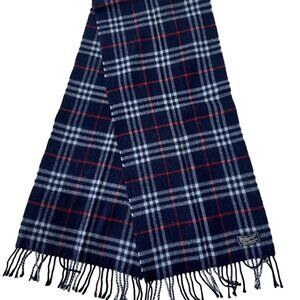 Burberrys Classic Check Scarf Black 100% Lambswool Unisex Scarf Made In England